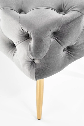 Čalouněná lavice Nate šedý samet glamour se zlatými nohami do předsíně a ložnice