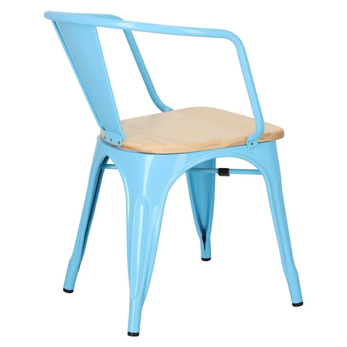 Jídelní židle Paris Arms Wood modrá kovová s područkami D2.DESIGN industriální