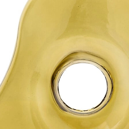 Skleněná váza Kaki žlutá moderní dekorativní na květiny do obýváku Atmosphera 25 cm