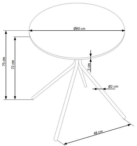Kulatý jídelní stůl Difo 80 cm černý moderní kovové nohy Intesi