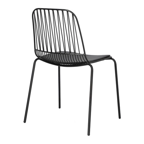 Kovová jídelní židle Willy Intesi černá s polštářem z ekokůže moderní industriální