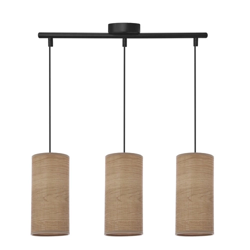 Závěsná lampa Ballo černá 3x60 E27 ořechové stínidlo
