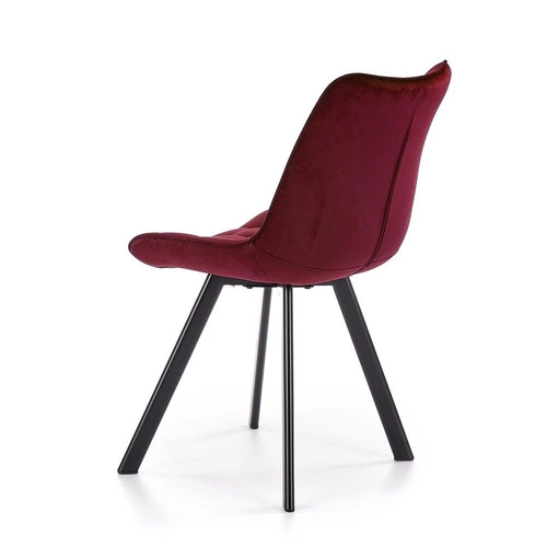 Čalouněná sametová židle Ohio vínová do jídelny a obýváku moderní s černými nohami