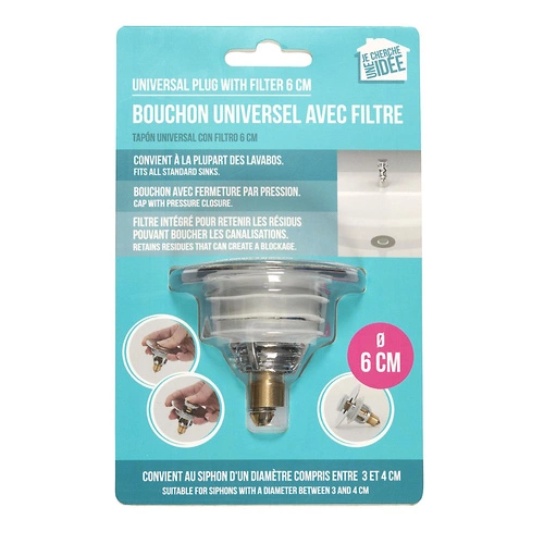 Univerzální zátka do dřezu Intesi 6 cm chromovaný kov do kuchyně a koupelny moderní