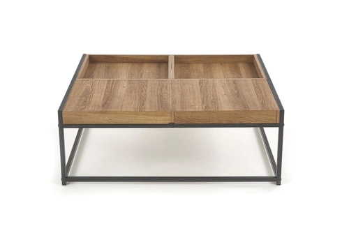 Obdélníkový konferenční stolek loftový ořech medový s úložným prostorem do obýváku Intesi