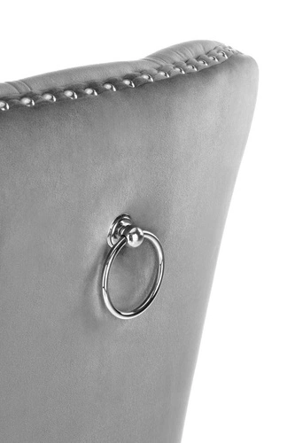 Čalouněná sametová židle Charlotte šedá do jídelny a obýváku moderní glamour Intesi