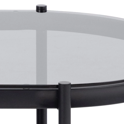 Oválný skleněný konferenční stolek Bayonne černý loftový s policí do obýváku Actona 95x50 cm