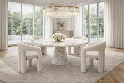 Židle Cora krémová čalouněná sametem s područkami do jídelny