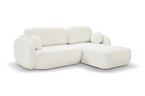 Rohová sedačka s rozkladem pravá Salby bílá moderní s úložným prostorem do obýváku