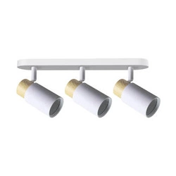 Moderní stropní lampa Claro bílá s dřevem 3bodová nastavitelná do obýváku