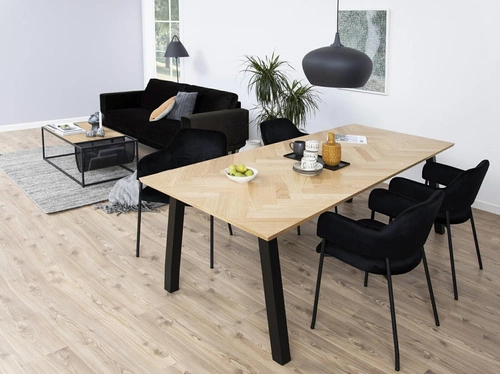 Sada 2 sametových černých židlí Lima s područkami