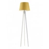 Stojací lampa do obýváku Curacao moderní žlutá s textilním stínidlem a dřevěnou konstrukcí Lysne
