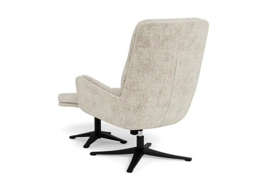 Rozkládací skořepinové křeslo Suton s podnožkou, béžový samet do obývacího pokoje