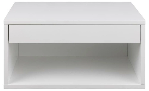 Závěsný bílý noční stolek 50 cm s zásuvkou minimalistický Actona Cholet do ložnice