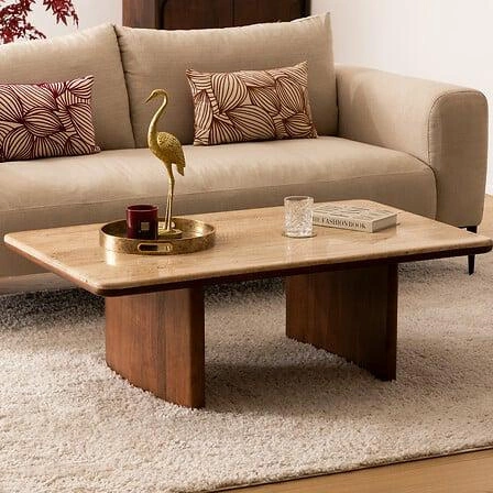 Obdélníkový konferenční stolek z travertinu do obýváku moderní skandinávský Atmosphera