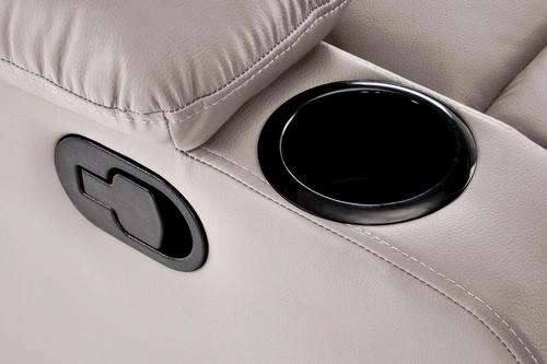 Rozkládací křeslo do obýváku Persjan béžová ekokůže s podnožkou a držákem na nápoj Intesi