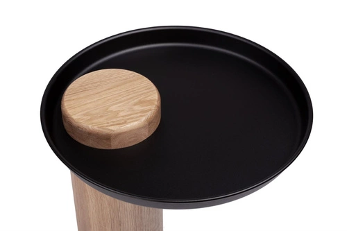 Kulatý konferenční stolek TYK NORDIFRA dubový s černou ocelovou deskou moderní do obýváku