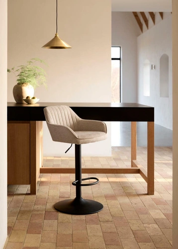 Barová židle Nolan čalouněná, výškově nastavitelná, písková/černá