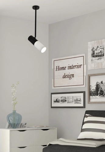 Závěsné svítidlo Tuba moderní bílo-černé nastavitelné do kuchyně a obýváku CANDELLUX