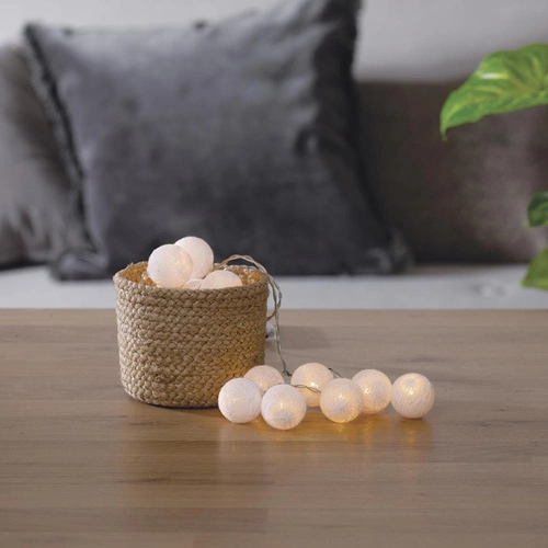 LED světelný řetěz bílé cotton balls Atmosphera na baterie do ložnice a dětského pokoje 255 cm