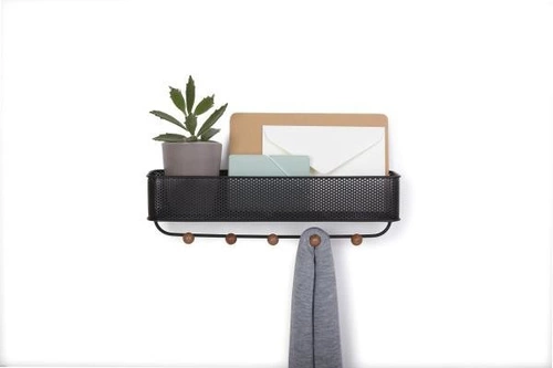 Umbra ESTIQUE moderní nástěnný věšák s organizérem do předsíně černý kovový