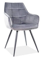 Čalouněná jídelní židle Loly Velvet šedá s područkami glamour