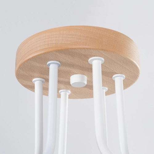 Loftový lustr TIMBO 6 bílý s dřevem moderní stropní svítidlo do obýváku