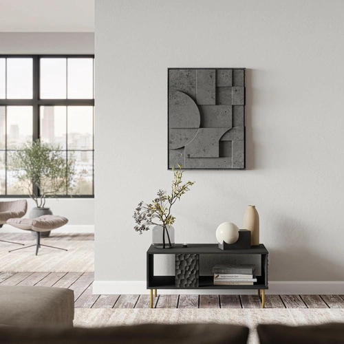 Konferenční stolek Afir černý obdélníkový loftový s policí 92x50 cm do obývacího pokoje Intesi