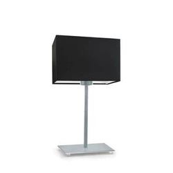 Noční lampa AMALFI černá moderní s látkovým stínidlem na stříbrné konstrukci do ložnice LYSNE
