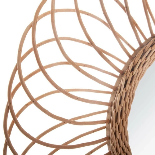 Kulaté zrcadlo boho Gwenn Atmosphera do obýváku v dřevěném rámu ratan 58 cm