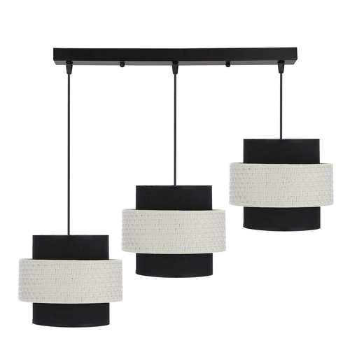 Závěsná lampa Benta černá 3x40W E27 stínidlo černá+krémová