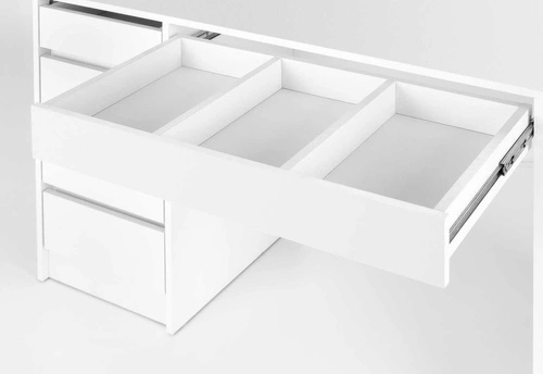 Moderní toaletní stolek s LED zrcadlem Sybilla XL bílý na líčení se zásuvkami do ložnice Intesi