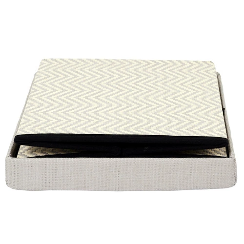 Skládací taburet Intesi Vels Boho s úložným prostorem šedo-béžový do obýváku a předsíně