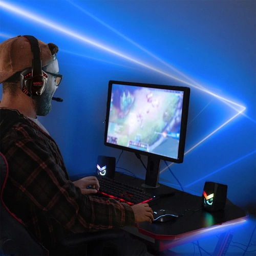 Herní stůl Unit červený moderní pro práci a studium kompaktní Intesi 100x50 cm