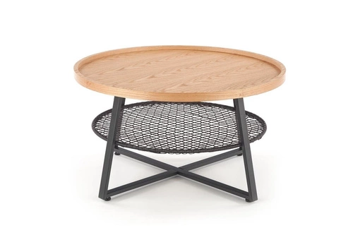 Kulatý konferenční stolek Florence 80 cm skandinávský dub s policí do obýváku Intesi