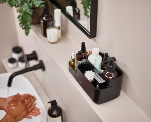 Joseph Joseph EasyStore organizér na kosmetiku do koupelny černý s přihrádkami moderní