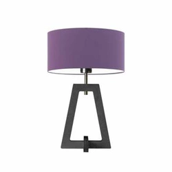 Noční lampička Clio moderní fialová s textilním stínidlem glamour dřevěná LYSNE