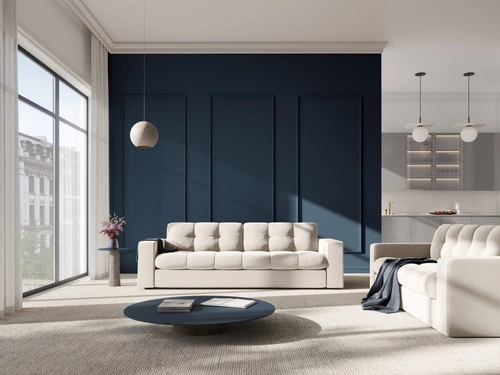 Čtvercová sametová taburetka Justin béžová do obýváku a ložnice 60x60 cm