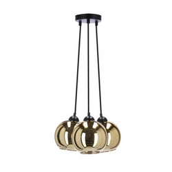 Trio závěsná lampa černá 3x60W E27 zlaté stínítko