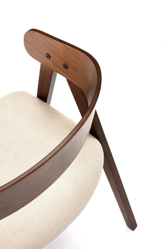 Jídelní dřevěná židle Bissel Intesi, čalouněná, béžová, s područkami, ořech, retro