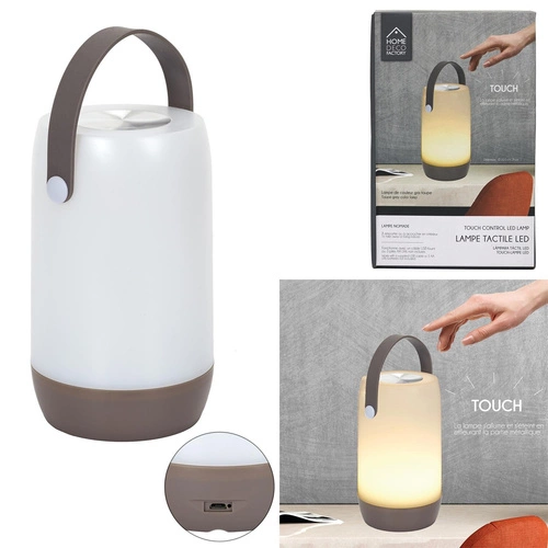 LED noční lampička Poire Intesi šedá dotyková do ložnice a na stůl moderní USB