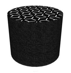 Moderní kulatý puf Anigma černo-bílý do obýváku a ložnice, snímatelný potah