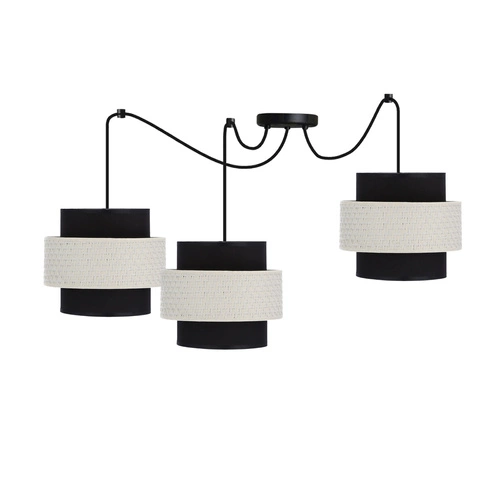Benta p závěsná lampa černá 3x40W E27 stínidlo černá+krémová