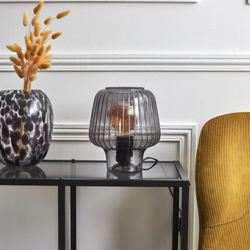 Stolní lampa Lasima kouřové sklo do obýváku a ložnice moderní glamour Intesi