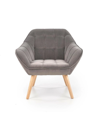 Sametové šedé křeslo Kalmen