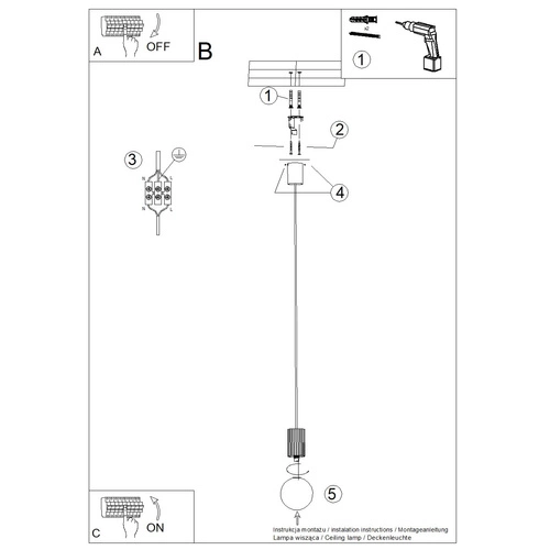 Závěsné svítidlo koule HALO 1 béžové skleněné do obýváku moderní SOLLUX LIGHTING