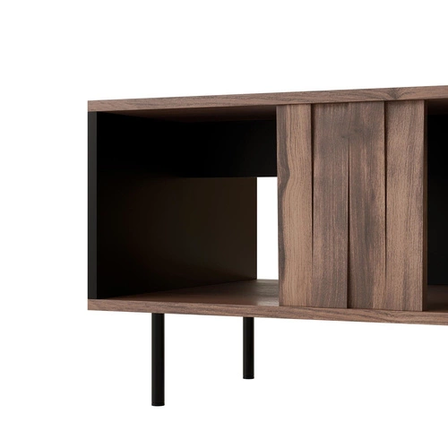 Konferenční stolek Miri obdélníkový ořechový moderní s policí loftový do obýváku 100x54 cm