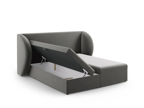 Čalouněná postel Miley šedý samet 160x200 s úložným prostorem do ložnice glamour