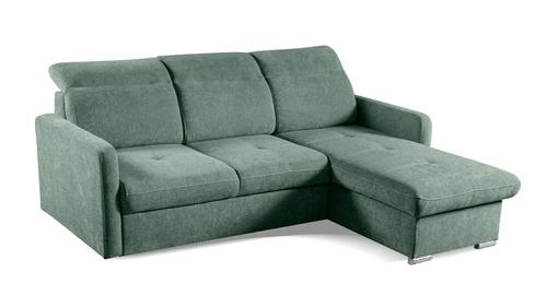 Moderní rohová sedačka Limi levá s rozkladem a úložným prostorem zelená do obýváku