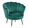 Zelené sametové křeslo Korab VIC ve stylu glamour, pohodlné skořepinové křeslo do obýváku ve tvaru mušle Intesi